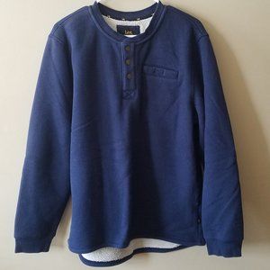Navy Fleece Lined Henley Shirt